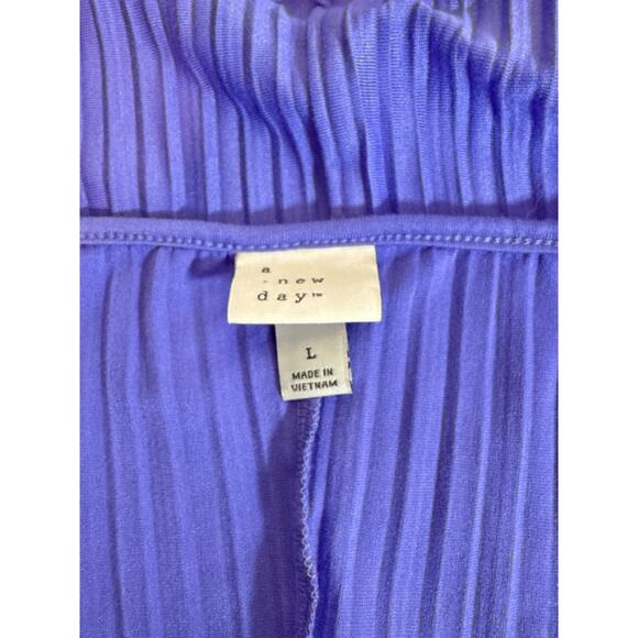 A New Day Tank Style Flowy Pleated Midi Knit Plisse Dress Size L Purple Blue - Picture 7 of 8